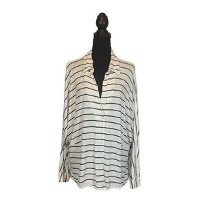 We The Free Can’t Fool Me white & Navy Striped top medium oversized